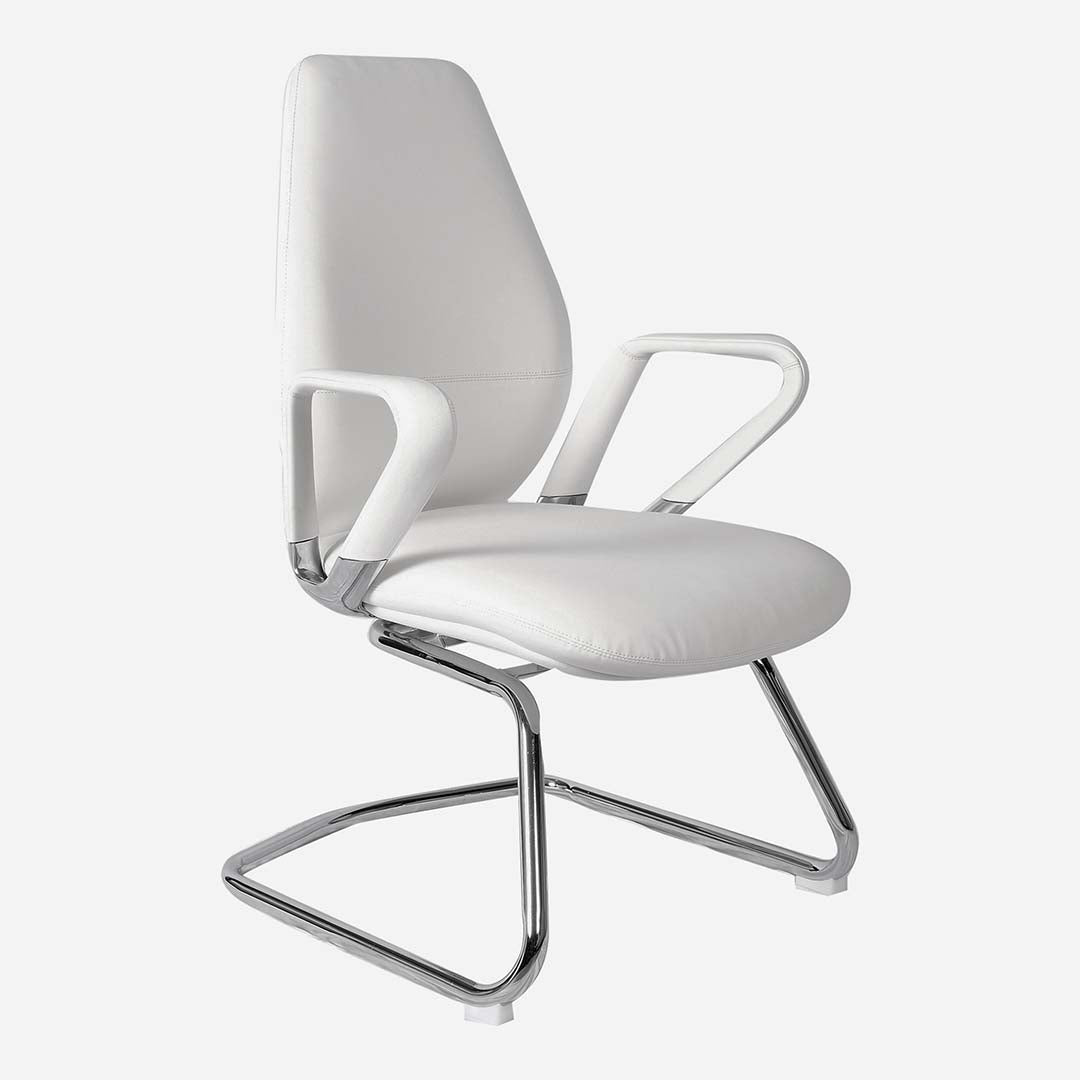 Modern High Back PU Leather Office Chair - White-GCC Home Center