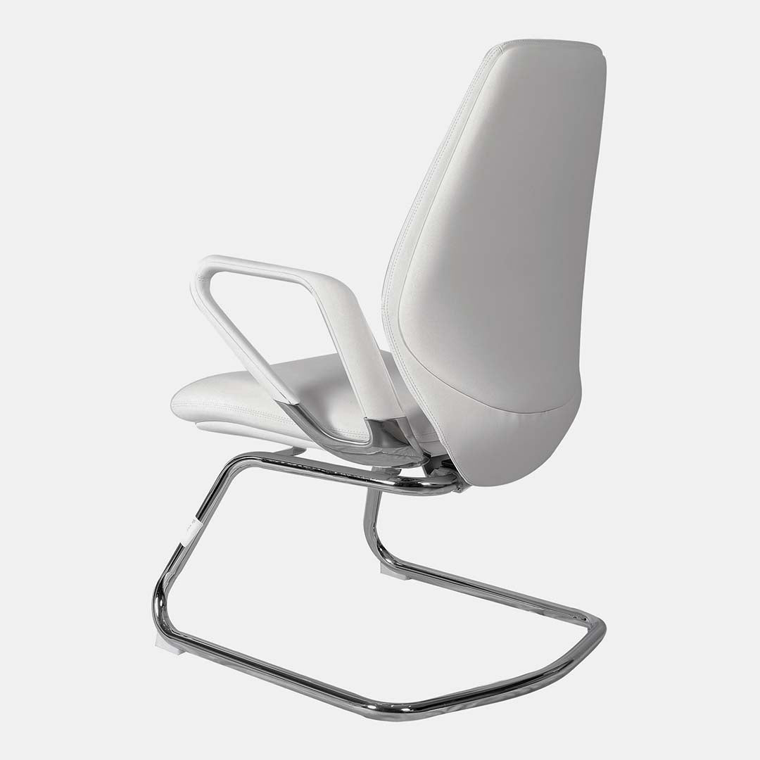 Modern High Back PU Leather Office Chair - White-GCC Home Center