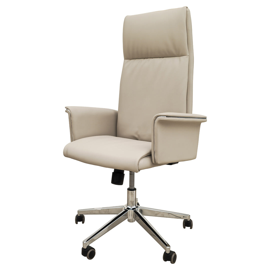 Luxury PU Leather High Back Office Chair - Off-White-GCC Home Center
