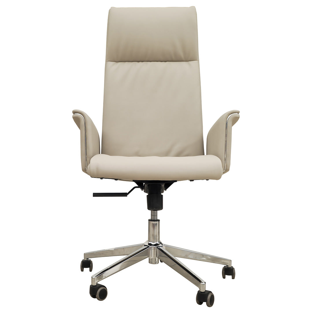 Luxury PU Leather High Back Office Chair - Off-White-GCC Home Center
