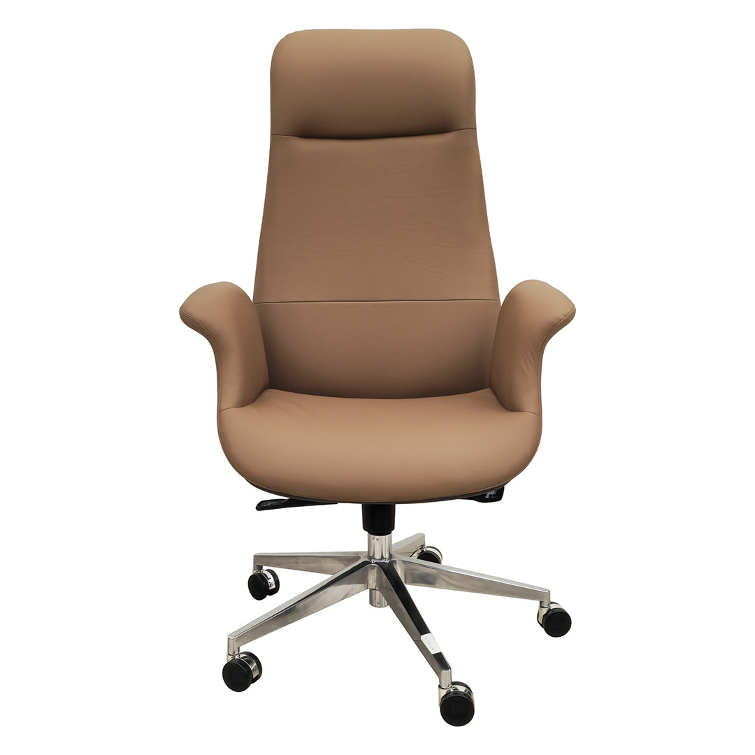 Luxury PU Leather High Back Office Chair - Brown-GCC Home Center