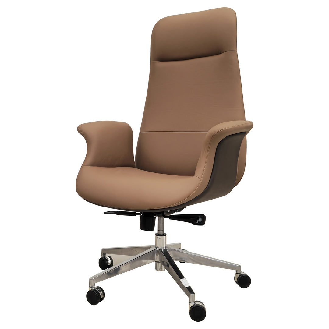 Luxury PU Leather High Back Office Chair - Brown-GCC Home Center