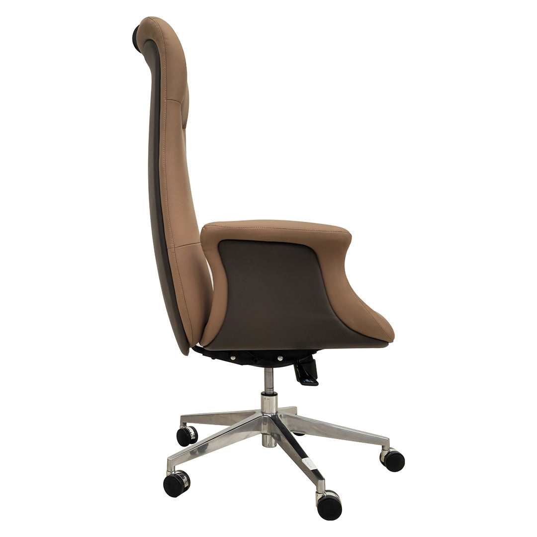 Luxury PU Leather High Back Office Chair - Brown-GCC Home Center
