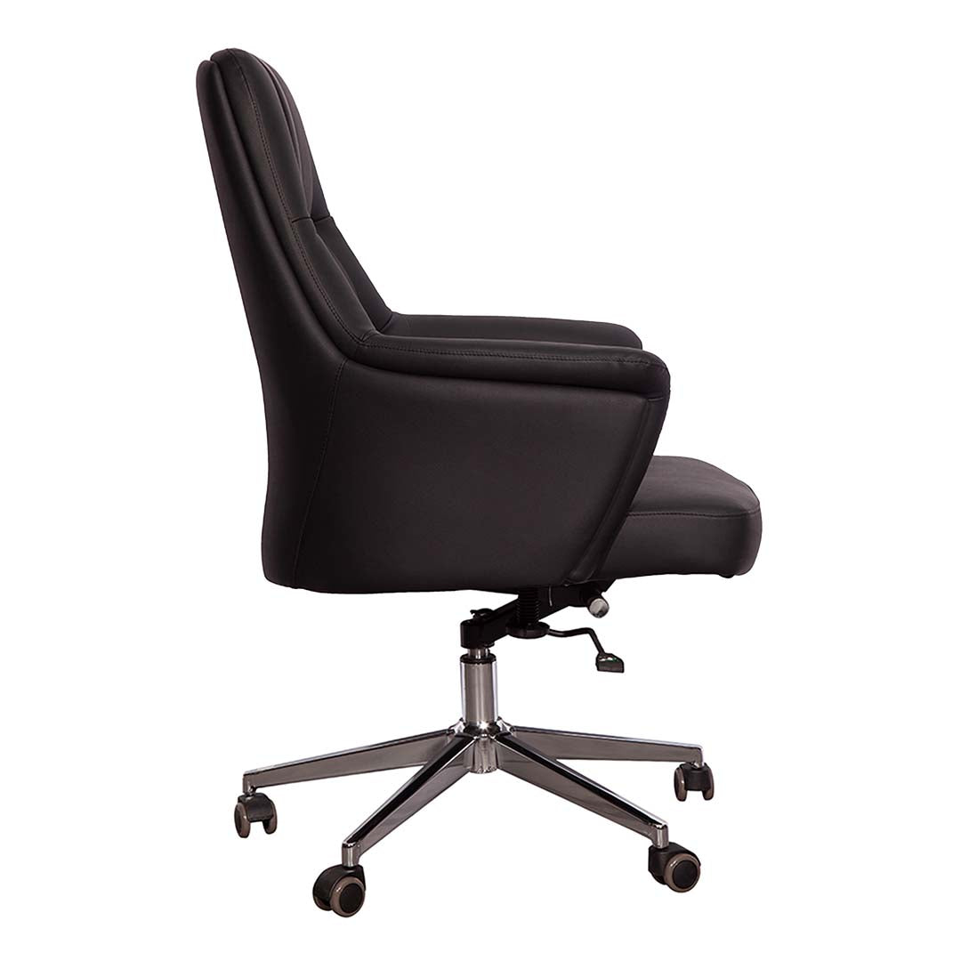 Ergonomic Low Back Office Chair PU Leather, Adjustable Height, Chrome Base-GCC Home Center