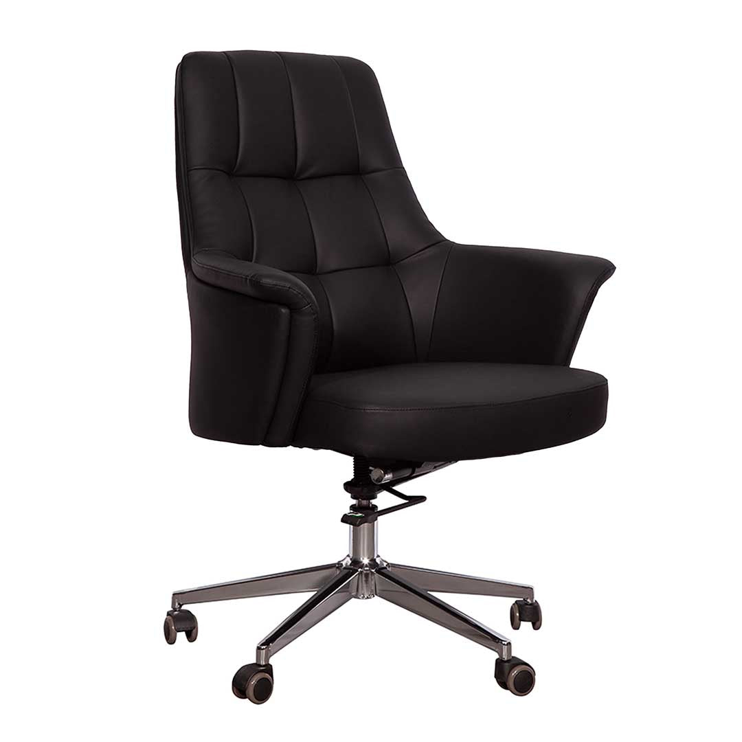 Ergonomic Low Back Office Chair PU Leather, Adjustable Height, Chrome Base-GCC Home Center