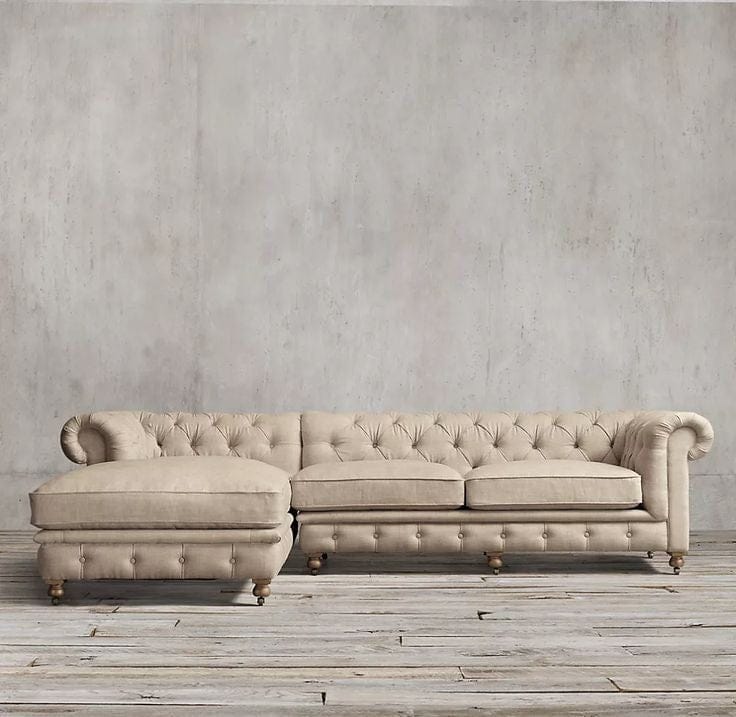 Luxury Velvet Left Facing Chesterfield Sofa-GCC Home Center