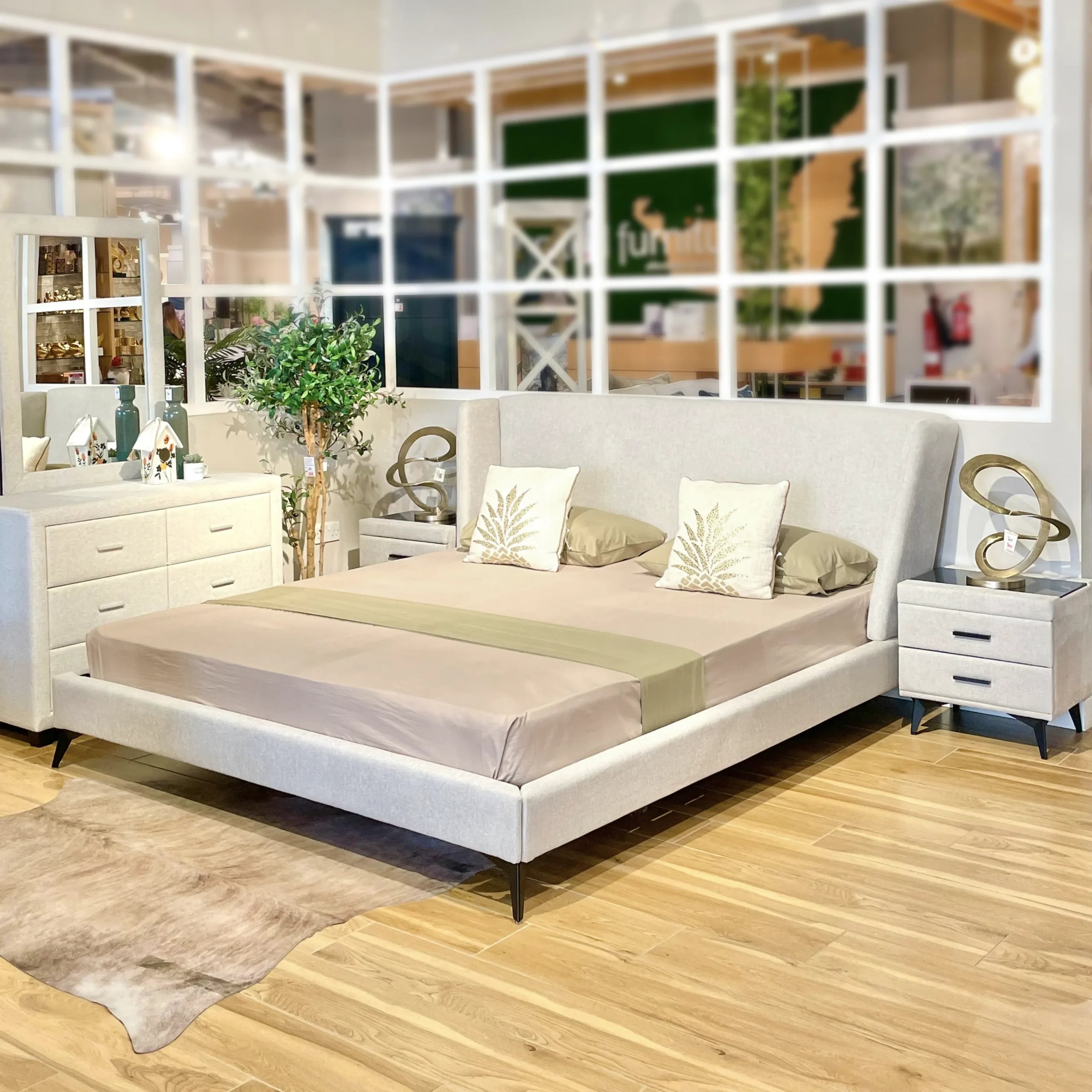 Amora King Bed – Beige