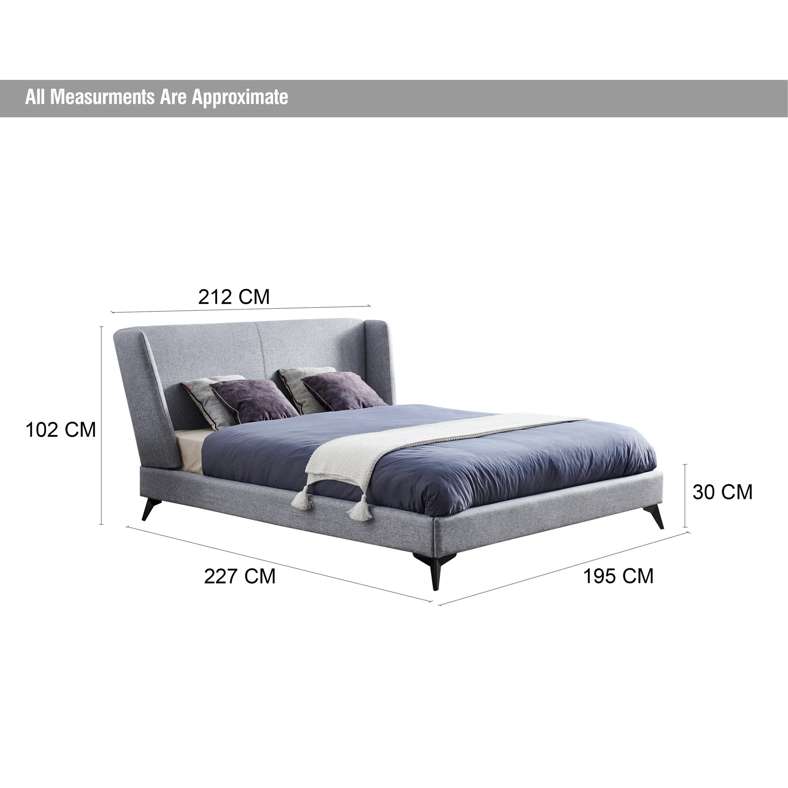 Amora King Bed – Grey