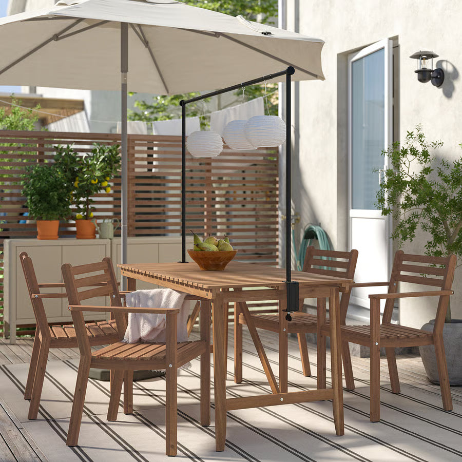 Outdoor Dining Table with Decorating Rod, Dark Brown/Black (143 cm)