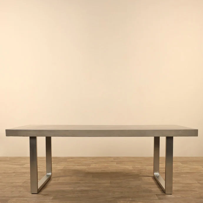 Concrete & Stainless Steel Dining Table - Dark Grey