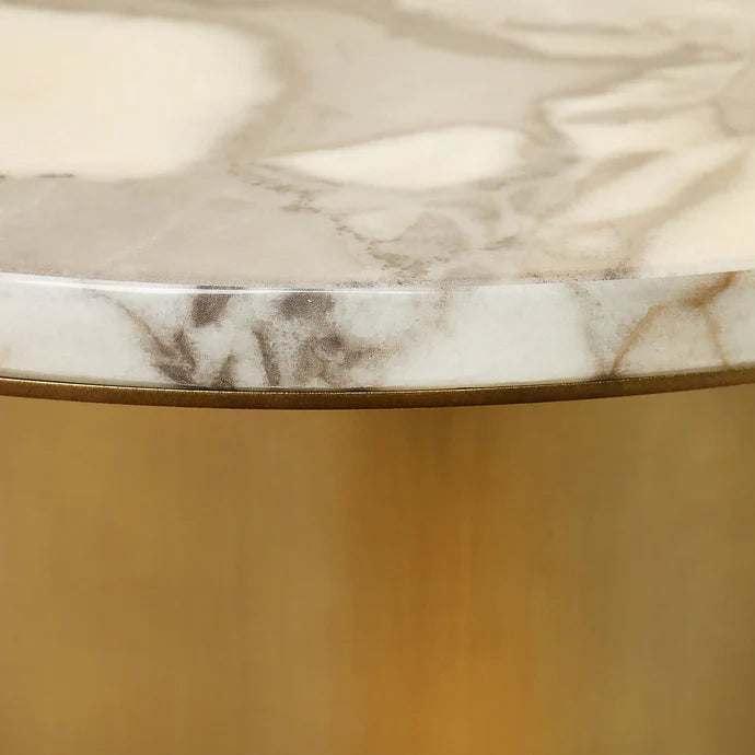 Coffee & Side Table Set – Faux Marble & Bronze Brushed Stainless Steel