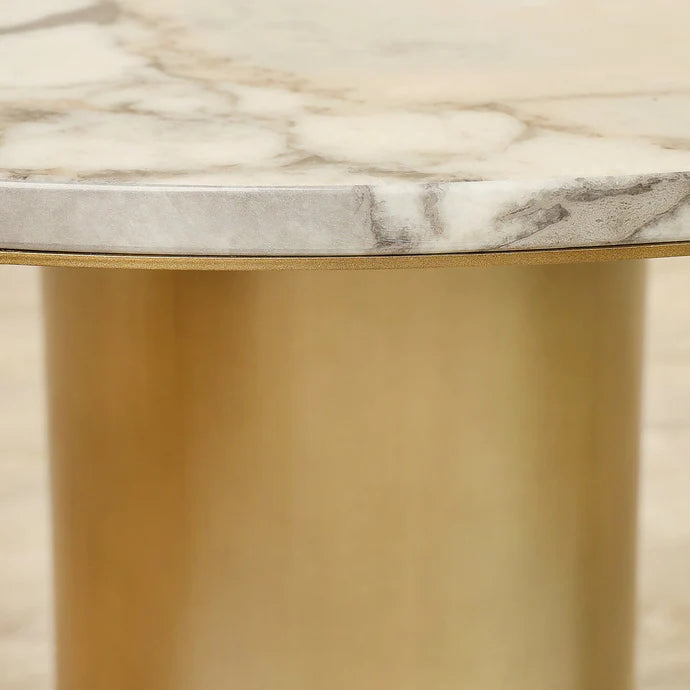 Coffee & Side Table Set – Faux Marble & Bronze Brushed Stainless Steel