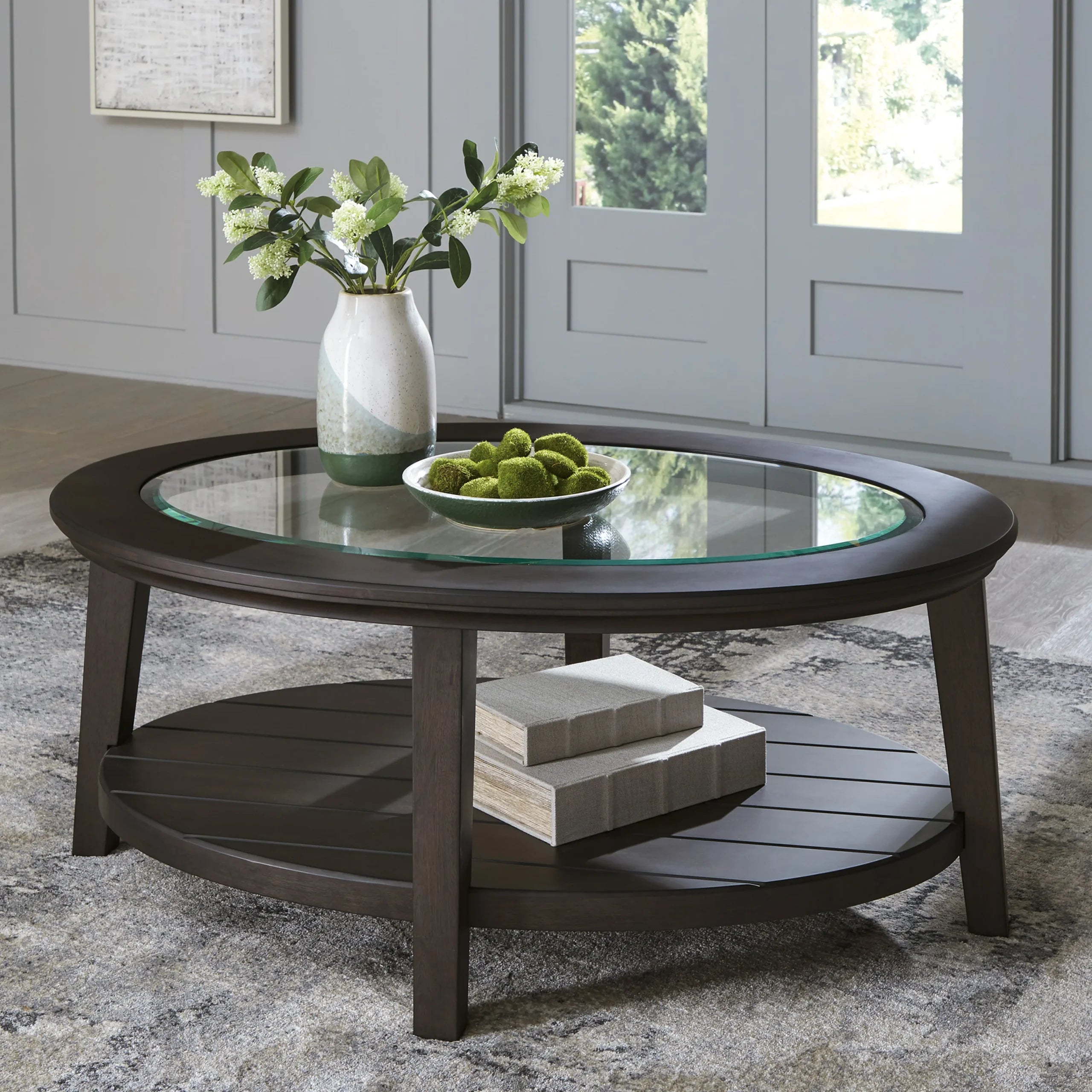 Cocktail Coffee Table - Traditional Glass Inset Coffee Table
