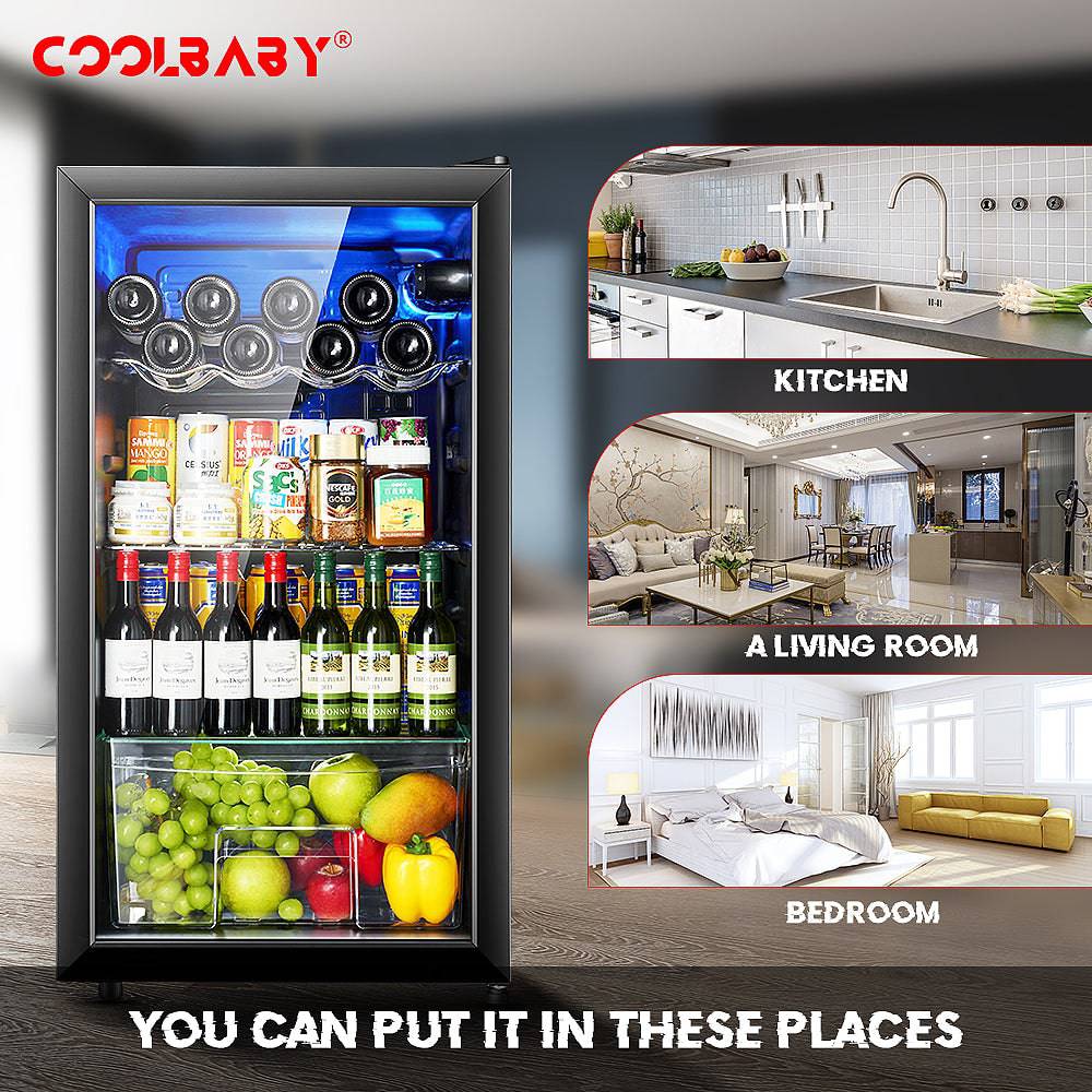 COOLBABY Household Wine Cooler Wine Cabinet Refrigerator Beverage Cooler Four-layer Mini Refrigerator Small Wine Cellar