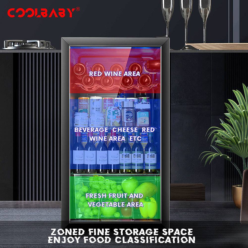 COOLBABY Household Wine Cooler Wine Cabinet Refrigerator Beverage Cooler Four-layer Mini Refrigerator Small Wine Cellar