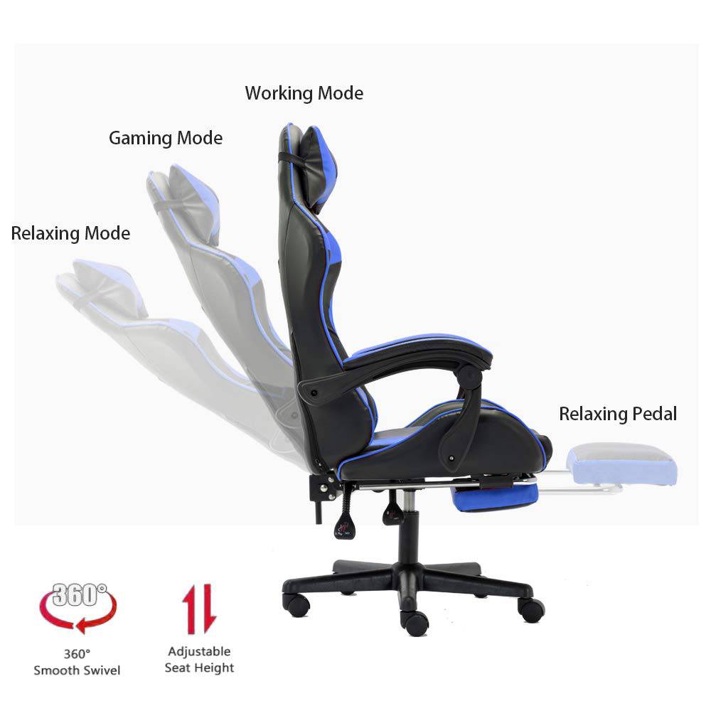 Ergonomic High-Back Chair with Padded Footrest, Swivel, Recline, and Enhanced Comfort Support-GCC Home Center