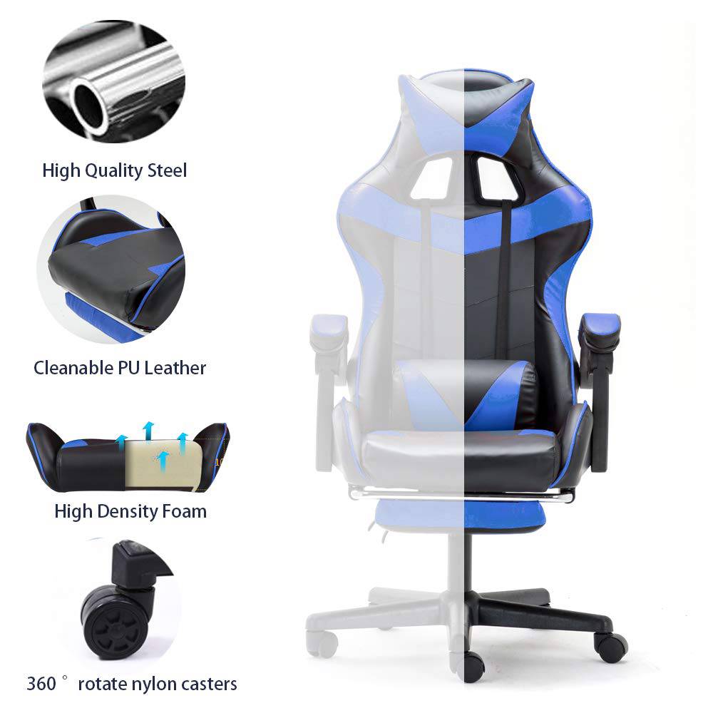Ergonomic High-Back Chair with Padded Footrest, Swivel, Recline, and Enhanced Comfort Support-GCC Home Center
