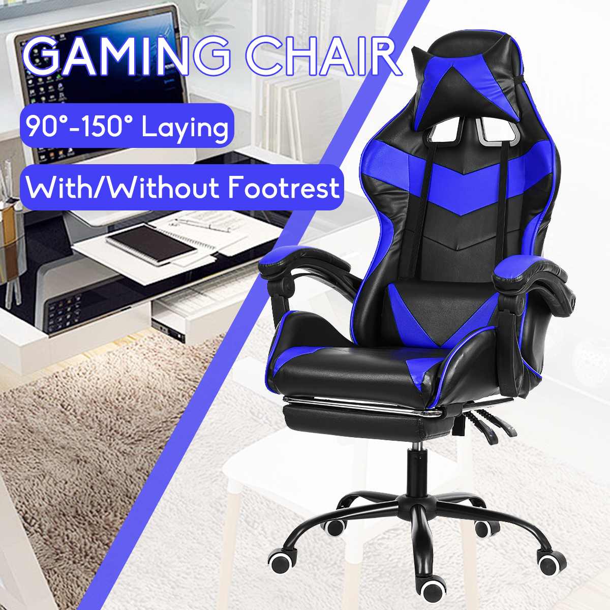 Ergonomic High-Back Chair with Padded Footrest, Swivel, Recline, and Enhanced Comfort Support-GCC Home Center