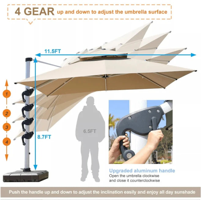 Garden Umbrella with Marble Base-GCC Home Center