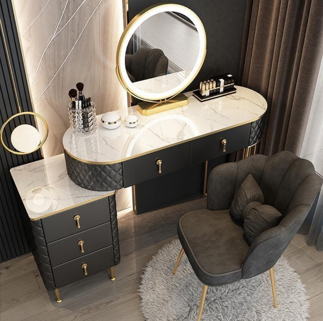 Modern Dressing Table with Lighted Mirror, Makeup Desk with Multi-Functional Storage-GCC Home Center