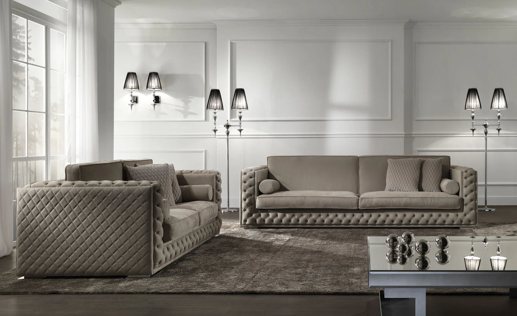 Elegant Upholstered Box Sofa With Solid Wooden Frame-GCC Home Center