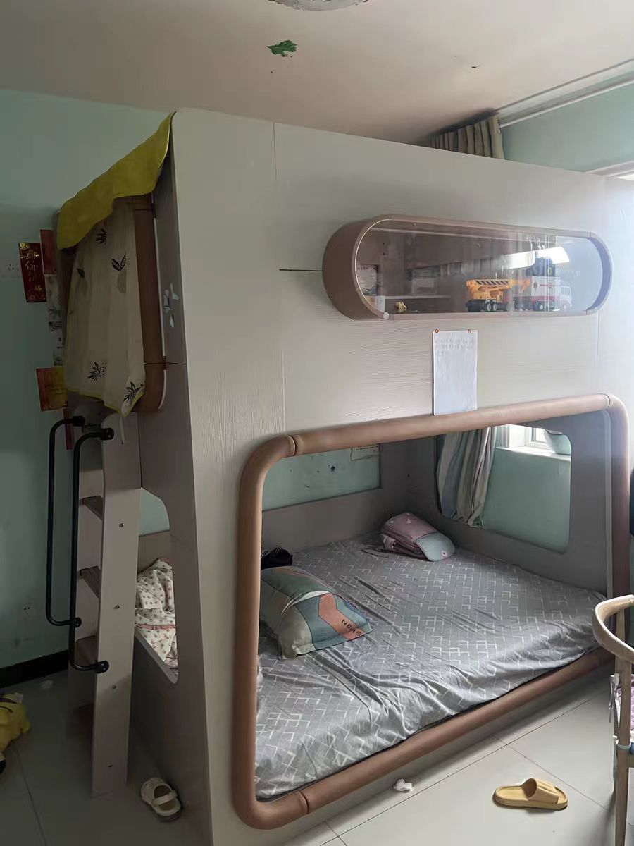 COOLBABY ZLJ1121 Space Capsule Bunk Bed with High Guardrails(LED light strips need to be matched by yourself