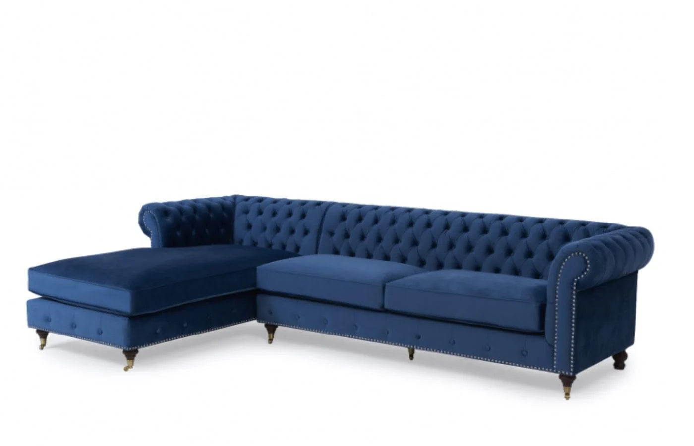 Luxury Velvet Left Facing Chesterfield Sofa-GCC Home Center