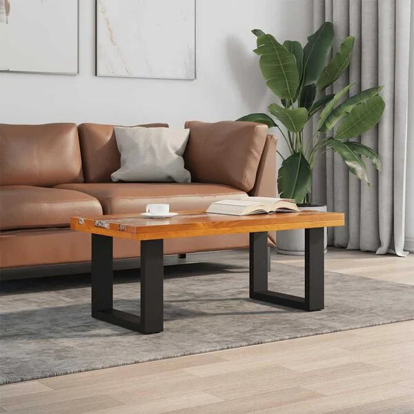 Premium Handmade Coffee Table Teak Resin 100x50 cm