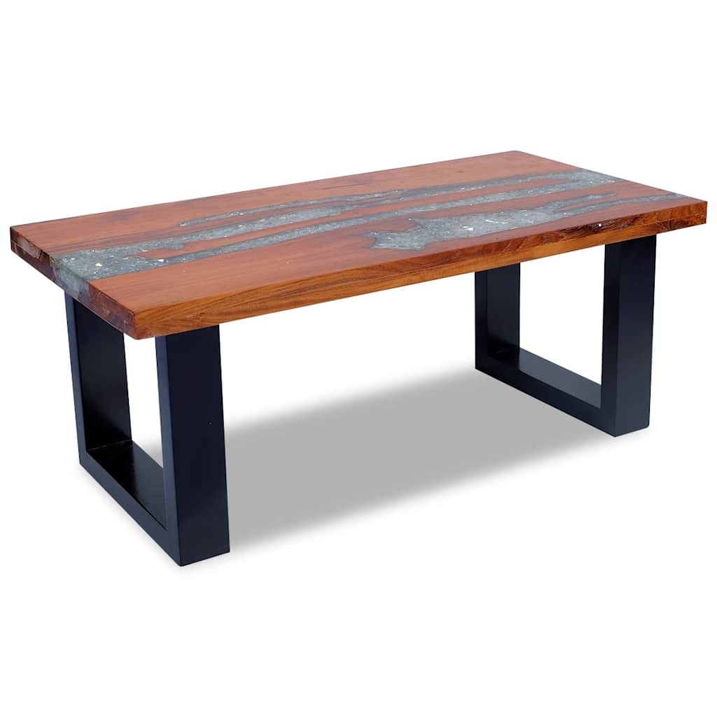 Premium Handmade Coffee Table Teak Resin 100x50 cm