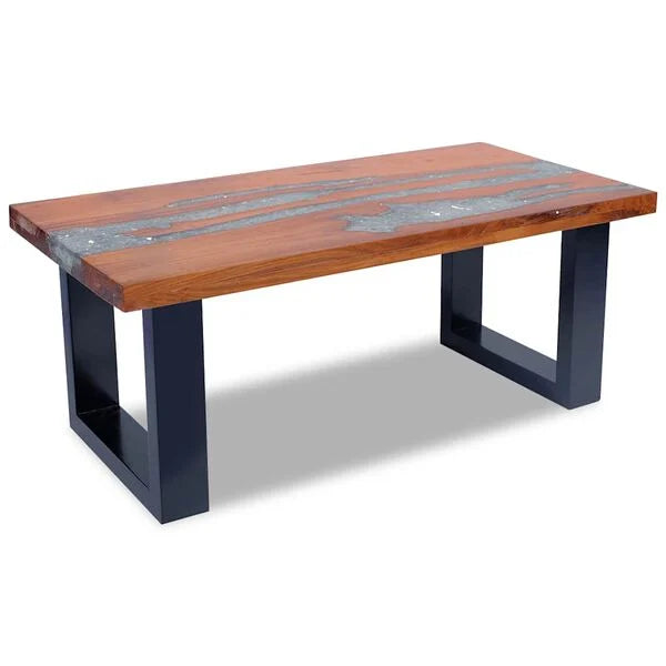 Premium Handmade Coffee Table Teak Resin 100x50 cm