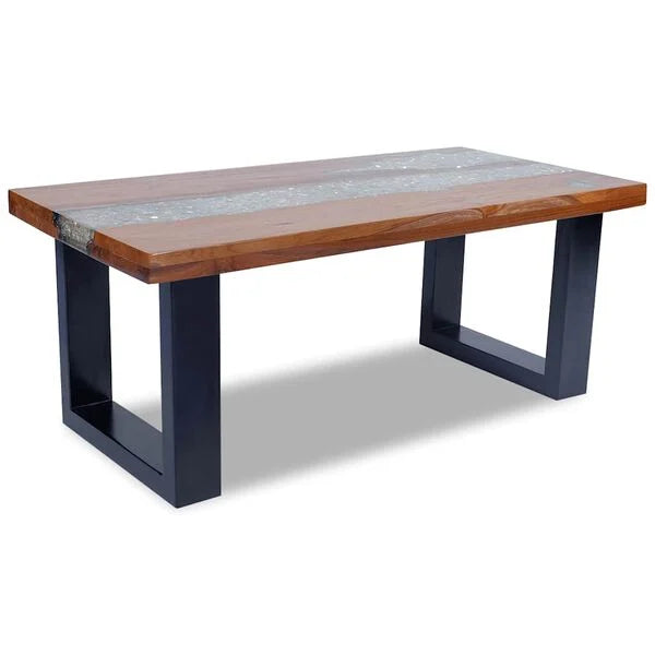 Premium Handmade Coffee Table Teak Resin 100x50 cm