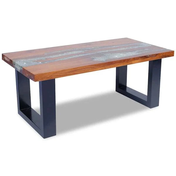 Premium Handmade Coffee Table Teak Resin 100x50 cm