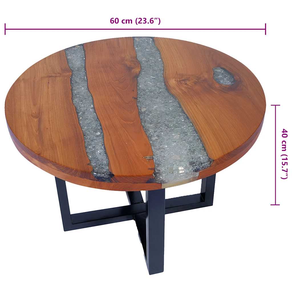 Elegant Coffee Table Teak Resin 60 cm