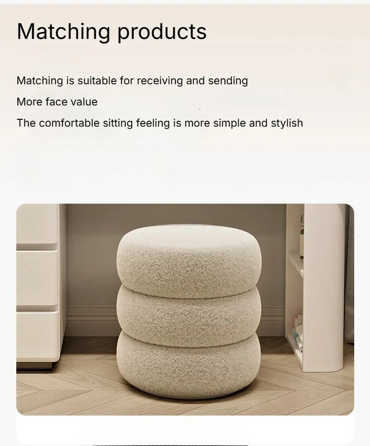 Luxury White Dressing Table Set with LED Round Mirror, Storage Drawers & Stool | Modern Vanity Table with Slate Marble Top