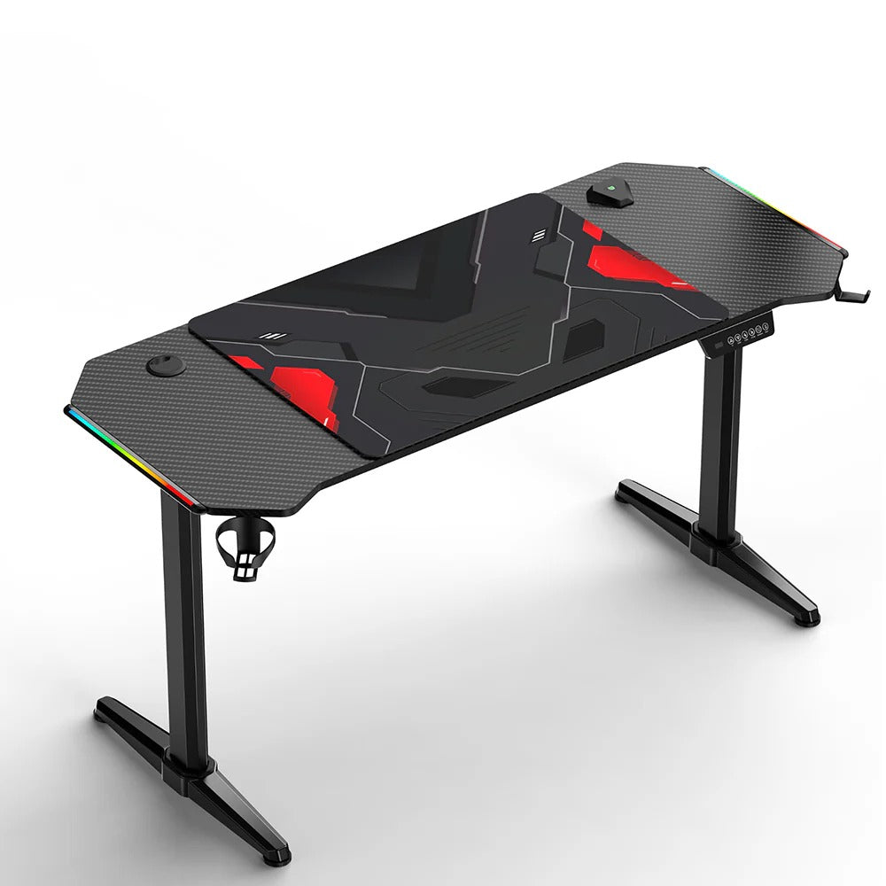 47 Inch Electric Standing Desk,RGB Lights Gaming Computer Desk,Gamer Desk Workstation with Free Mouse Pad(60 * 56cm),Black