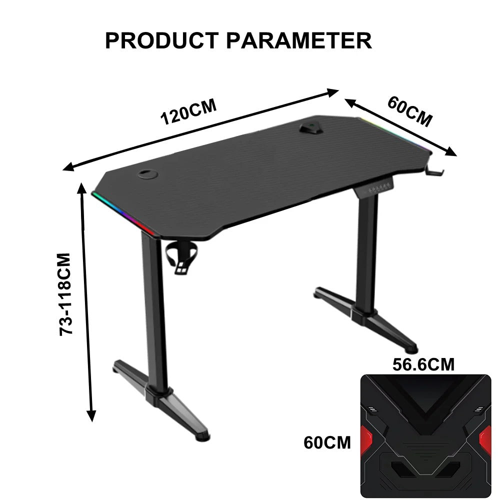 47 Inch Electric Standing Desk,RGB Lights Gaming Computer Desk,Gamer Desk Workstation with Free Mouse Pad(60 * 56cm),Black