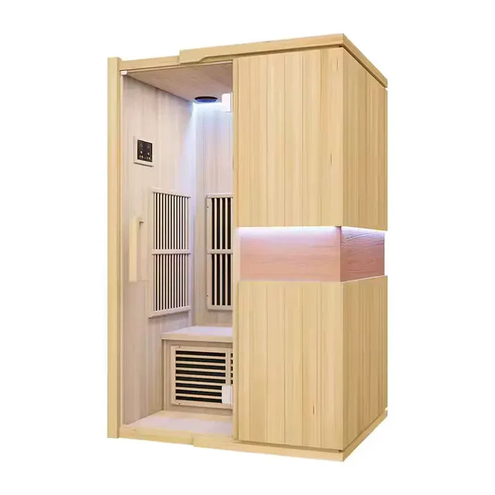 2-Person Infrared Wooden Sauna Room – Hemlock Wood, Infrared Heating & LED