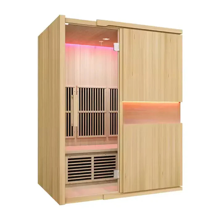 2-Person Infrared Wooden Sauna Room – Hemlock Wood, Infrared Heating & LED
