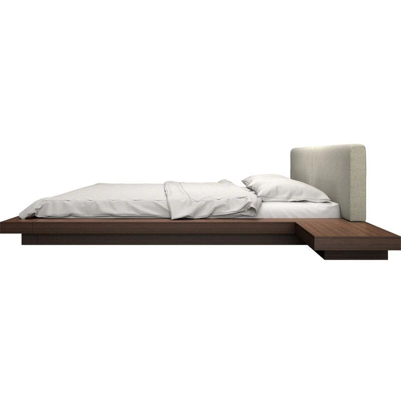 Luxury Solid Wood Japanese Platform Bed With Built-In Nightstands