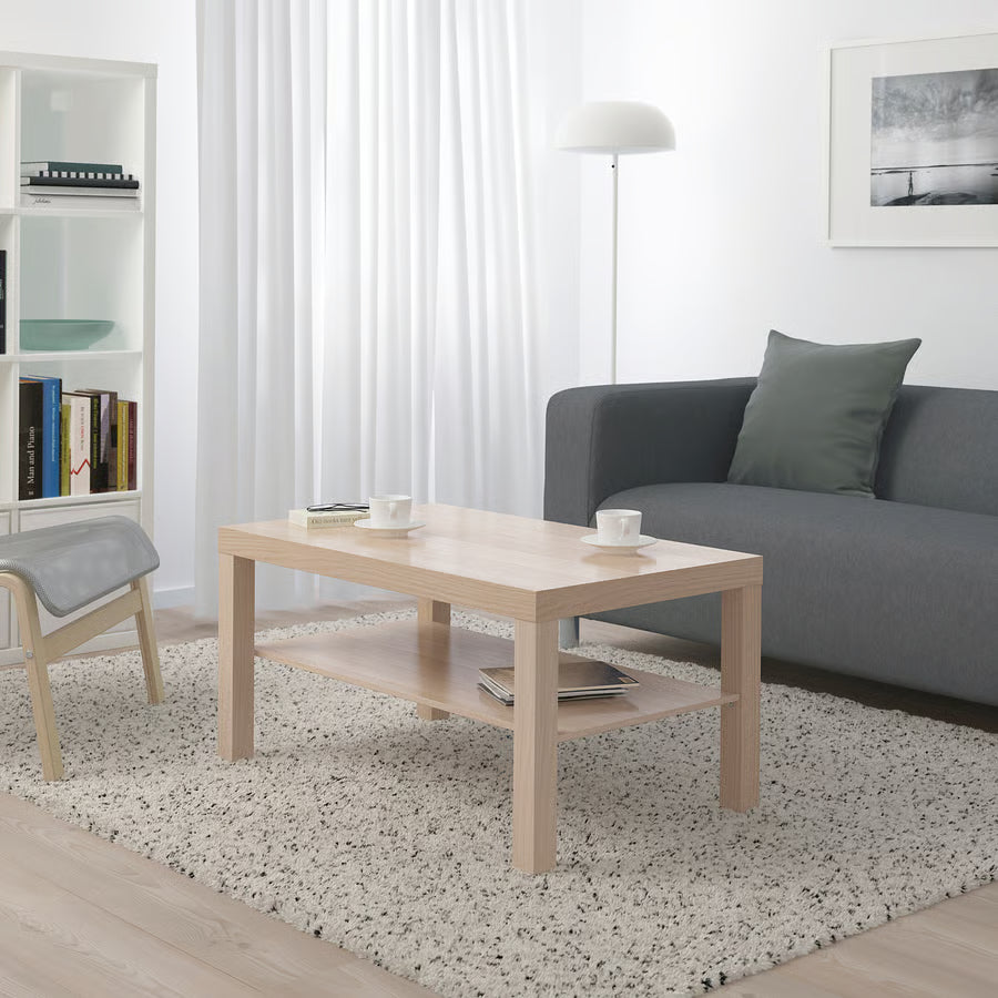 Coffee Table, White Stained Oak Effect, 90×55 cm