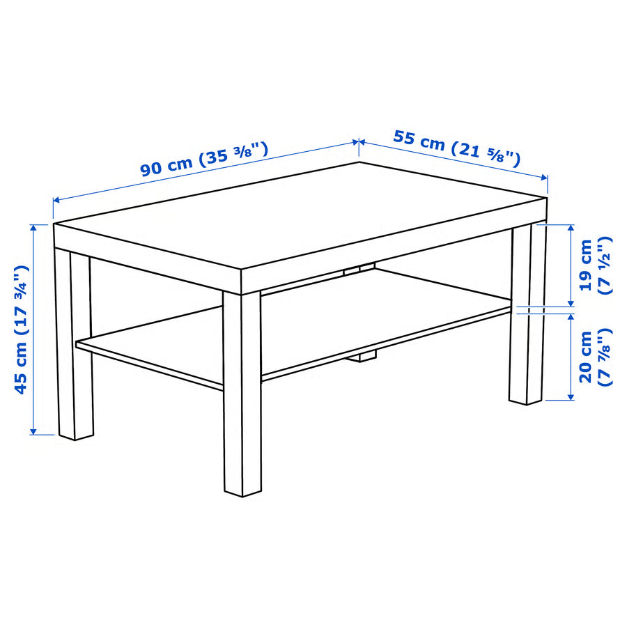 Coffee Table, White, 90×55 cm