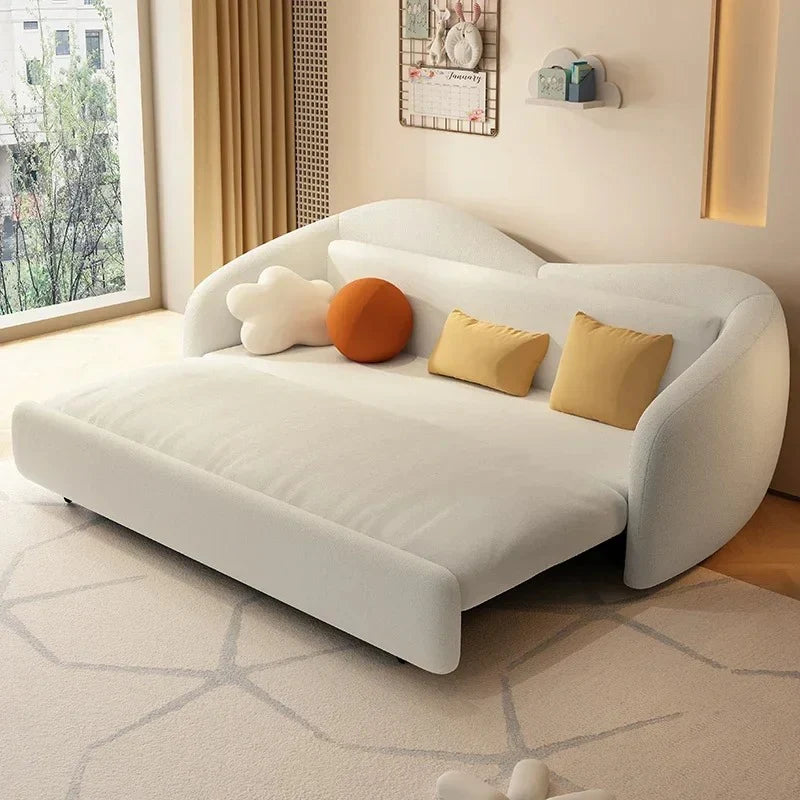 Luxury European Cloud Sleeper Sofa Bed | Modern Velvet Double Sofa Bed with High-Density Foam & Solid Wood Frame