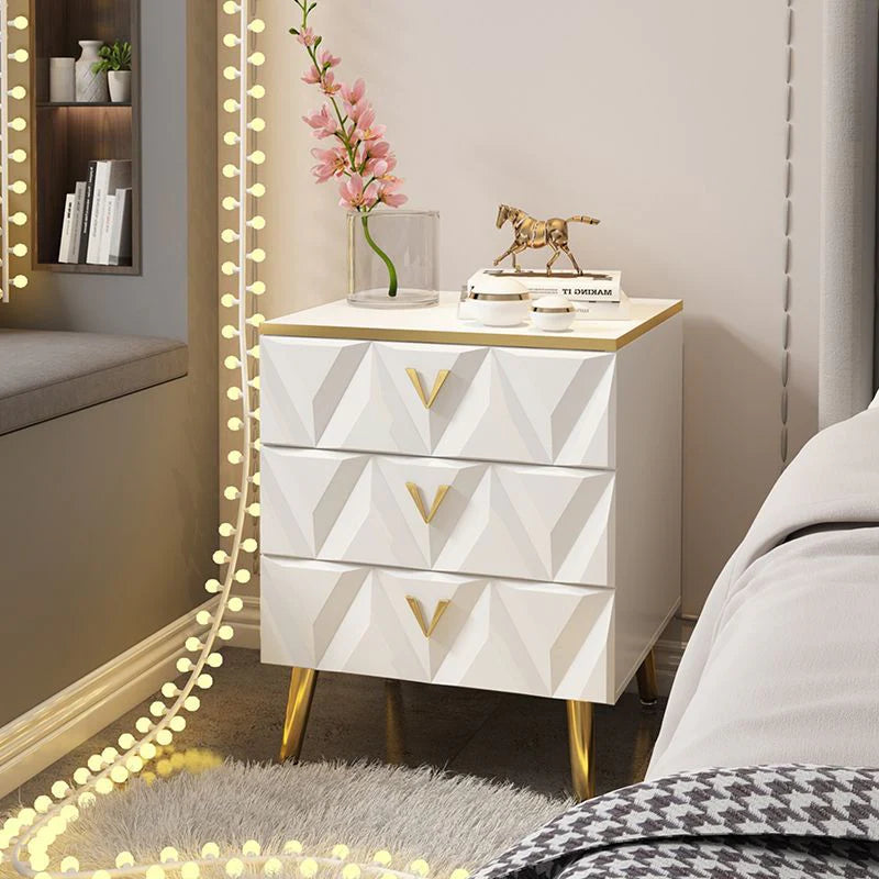 Light Bedside Table with Nordic net ins, Bedside Table with Storage Drawers-GCC Home Center