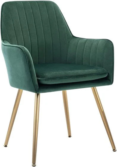 Velvet Dining Chair with Golden Metal Legs-GCC Home Center