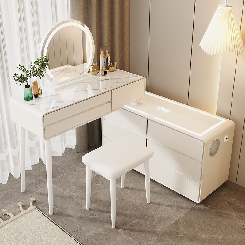 Smart Vanity Dressing Table with LED lighted Makeup Mirror and Smart Side Cabinet-GCC Home Center