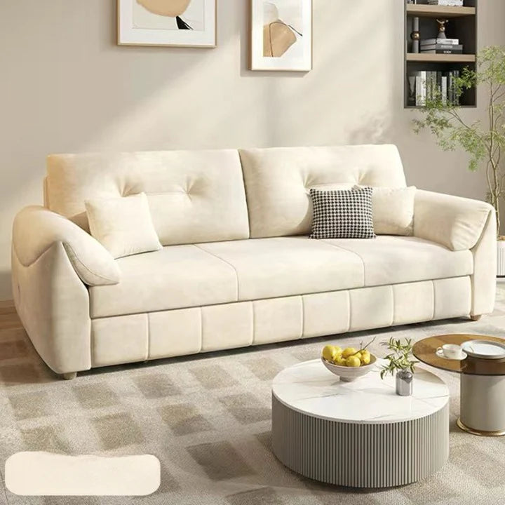 Modern Velvet Sofa Bed Convertible Pull-Out Couch with Storage Armrests | 3-in-1 Retractable Sleeper Sofa for Living Room & Guest Room