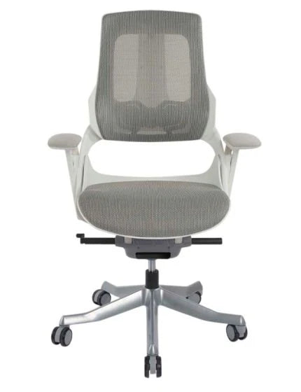 Executive Medium Back Height Ergonomic Mesh Chair, Office Conference Mesh Chairs With Adjustable-Backrest Caster Wheels- White-GCC Home Center