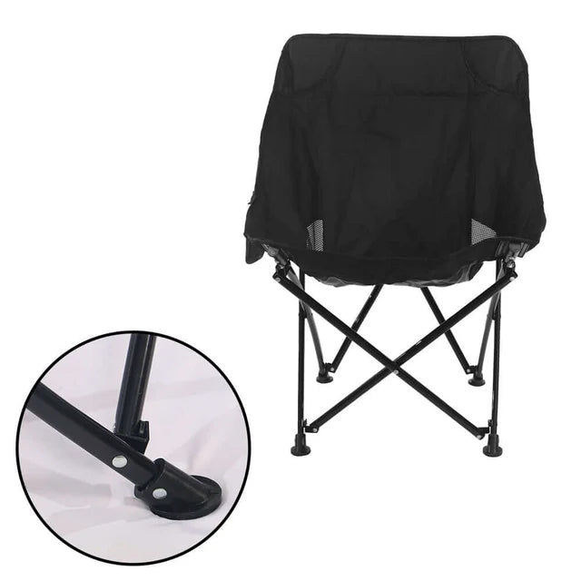 Comfortable Moon Black Chair with Cup Holder for Camping