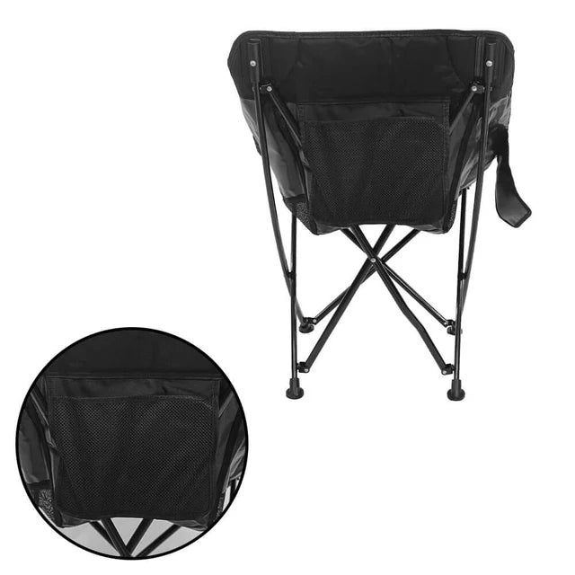 Comfortable Moon Black Chair with Cup Holder for Camping