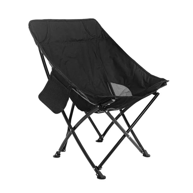 Comfortable Moon Black Chair with Cup Holder for Camping